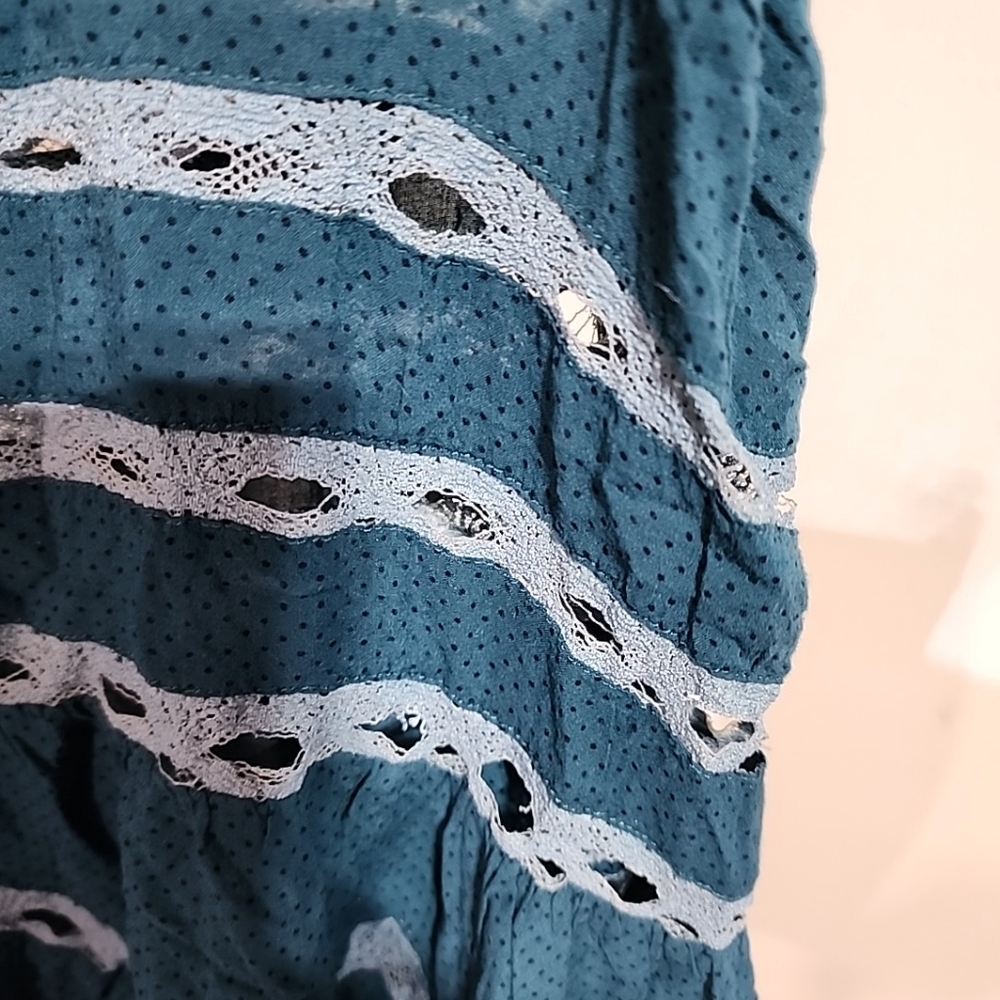 Intimately Free People Blue And lace Slip Dress Babydoll Shirt Sz Xsmall - Picture 4 of 6